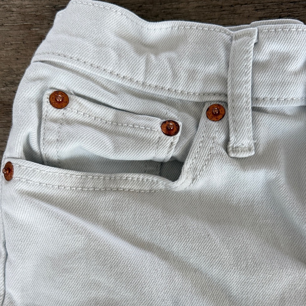 Levi's White High Waist Distressed Jean Shorts - Picture 9 of 13